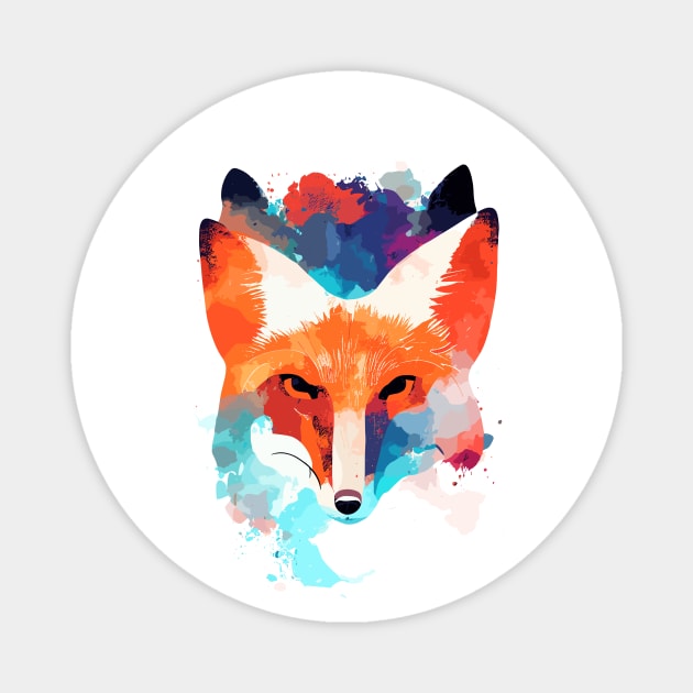 Red Fox Wild Nature Animal Colors Art Magnet by Cubebox